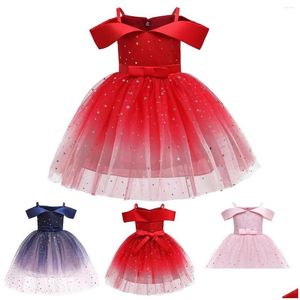 Girl'S Dresses Girl Toddler Kids Girls Princess Pageant Gown Christmas Party Paillette Wedding Dress Size 5 Drop Delivery Baby Mater Dh9Qi