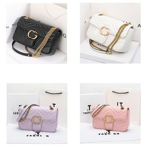 Bolsa feminina retrô de couro genuíno com grade de diamantes, nova bolsa de ombro com corrente de moda, bolsa clássica de máscara de cavalo de amor, bolsa crossbody, bolsa de maquiagem portátil