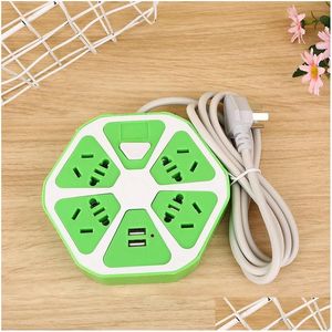 Power Strips, Extension Cords & Surge Protectors Wholesale Smart Usb Socket Hexagonal Circar Porous Position Wiring Board For Home Off Ot48W