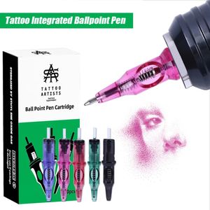 Caneta esferográfica integrada de tatuagem, 20 peças, descartáveis, 5 cores, cartucho universal de prática de desenho de tatuagem, agulhas para máquina rotativa 240219