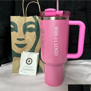 أكواب السفينة من الولايات المتحدة الأمريكية الوردي العطل الأحمر النجوم H2.0 40oz Cosmo Parade Tumblers Car Curs Target أسود Chroma Coffee Valentines DHLSS