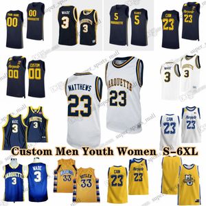 NCAA Custom S-6xl Marquette Golden Eagles College Basketball 1 Kam Jones Jerseys 13 Oso Ighodaro 11 Tyler Kolek 4 Stevie Mitchell David Joplin Chase Ross Sean Jones