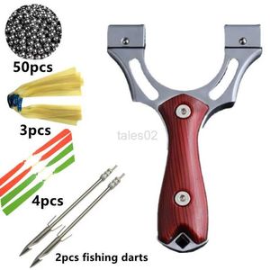 Fionde da caccia Fionda in lega di alta qualità con elastico piatto Set Catapulta da caccia di precisione Arco Sport all'aria aperta Tiro Strumenti di pesca YQ240226