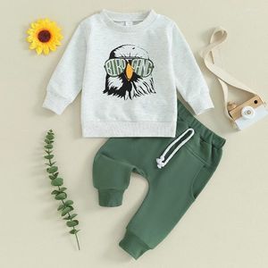 Kläderuppsättningar 2024-11-23 LIORITIIN 0-3Y TODDLER Baby Boy Football Outfits Birds Eagles Sweatshirt Shirt Top Jogger Pants Set Spädbarnskläder