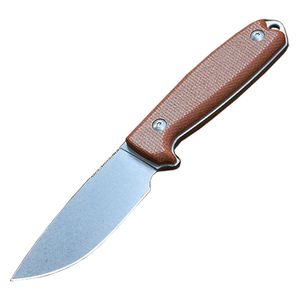 A2299 Coltello dritto 14C28N Stone Wash Drop Point Lama CNC Full Tang Manico in micarta Campeggio esterno Escursionismo Caccia Coltelli a lama fissa con Kydex