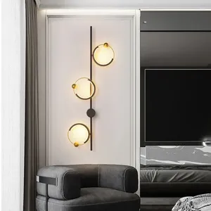 Wall Lamp Black And Gold Light Tv Sofa Background Round Art Design Bedroom Aisle Corridor Office House Decoration