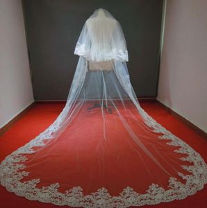 Imagem real zuhair murad 2 camadas longo 3 m 15 m catedral rendas apliques véus de noiva véu de casamento com pente acessórios de casamento1994670