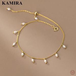 Halsband Kamira Real Sterling Sier Bohemian Barock Pearl Pendant Anklet For Women Jubileum Retro Unika europeiska smycken