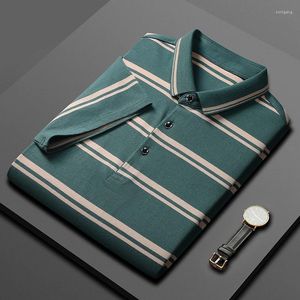 Męska marka Polos Classic w paski Polo Mens bawełniany moda z krótkim rękawem Mężczyźni 2024 Summer Business Casual Slim Fit Shirt Mężczyzna