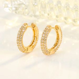 Orecchini Veri orecchini in oro giallo 18 carati con diamanti da 1 carati Femmine Fine Aros Mujer Oreja Orecchini in oro 18 carati Orecchini con pietre preziose per le donne