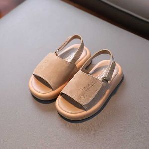 Slipper Sandlias1-6 Years Girls Open Toe Matte Pu Leather Shoe Sandaler Barn tofflor Sandaler för Boy Fashion Summer Shoe Baby Shoes 2449