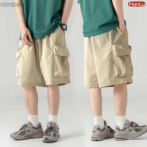 Męskie szorty 2023 Lato nowy japoński styl duże rozmiar cienki szorty mężczyźni luźne szorty kolanowe szorty Hip Hop Streetwear Męskie spodnie 240226