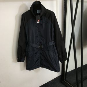 2024 Frühling Schwarz Stehkragen Klettverschluss Lange Ärmel Lange Damenjacken Designer Sicherheitsschnalle Gürtel Trenchcoats Damen 226790