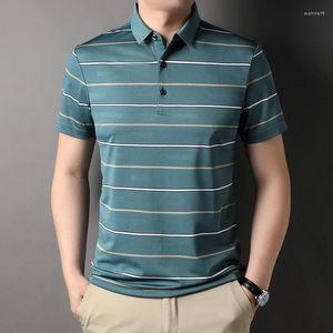 Herren-Polohemden, erstklassige Sommer-gestreifte Mode-Poloshirts für Männer, reguläre Passform, kurze Ärmel, Designer-Freizeitoberteile, modische Kleidung