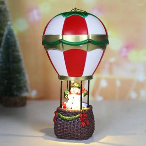 Decorações de Natal Enfeites luminosos Resina Papai Noel Boneco de neve Estatueta Balão de ar com luz LED para 2024 Navidad Party Supplies