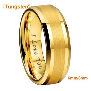 Bands iTungsten 6mm 8mm Tungsten Carbide Finger Ring Men Women Engagement Wedding Band Fashion Jewelry I Love You Engraved Comfort Fit