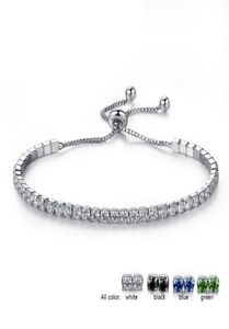 18K White Gold Plated Cubic Zircon Cluster Adjustable Box Chain Tennis Bracelets Fashion Womens Jewelry Bijoux for Party8604694
