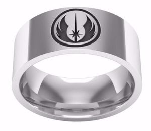 Säljer Jedi Symbol Graved Par Movie Ring Polished Stainless Steel High Ring Film smyckespresent för Men9550132