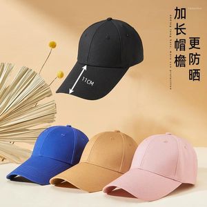 Ball Caps 11cm Long Brim Spring Summer Extended Plus Size Korean Cotton Baseball Cap Sun Hat Men's And Women's Sunshade