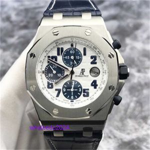 Szwajcarskie zegarki mechaniczne Audemar Pigue Royal Oak Offshore Series 26170st Biała twarz Niebieski pierścień czasowy Zegarek 42 mm Automatyczna forma mechaniczna