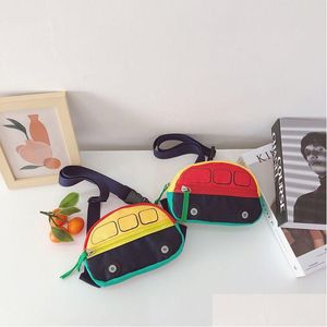 Purse Korean Color Contrast Nylon Childrens Leisure Boys Car Chest Waist Bag Slung Bags Womens Fashion Mengbao Pocket Gift Drop Deli Dhv60
