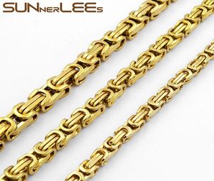 Fashion Jewelry 5mm 7mm 9mm Gold Color Stainless Steel Necklace Byzantine Link Chain For Mens Womens SC09 N6805907