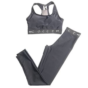 Mulheres acolchoadas tank top calças designer preto esporte outfit secagem rápida sem mangas yoga colete carta webbing leggings apertados