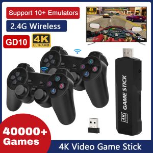 Console GD10 Console di gioco retrò Video Emuelec 4.3 Sistema Gamepad wireless 2.4G 128GB 40000 giochi X2 HD 4K Game Stick per PSP/PS1/N64/GB