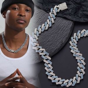 Colar de corrente cubana de hip hop com caixa de diamante e design de fivela colares masculinos banhados a prata na moda gelado para mulheres tamanho 18/20/22/24 polegadas