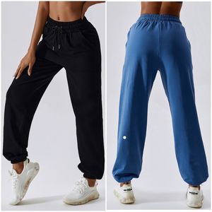 2024 LL LEMONS Outfit Yoga -8001 Womens Running Exercise Adult High Waist Trousers Fiess Wear Girls Elastic Brushed Loose Pants Sportswear