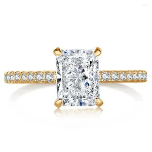 Anéis de cluster modelos 18k banhado a ouro 925 prata esterlina esmagado corte 6/8 mm alto carbono diamante gemstone anel de jóias finas para mulheres