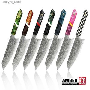 Köksknivar 8 tum kockkniv 67 lager VG10 Damascus stålkök knivar färgade epoxihartshandtag professionell japansk kniv Q240226