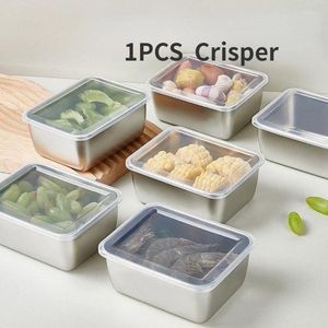 Storage Bottles Stainless Steel Kitchen Food Contact Materials Refrigerator Box With Lid Seasoning Jar Fresh-keeping