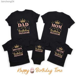 Family Matching Outfits Cute Birthday Princess Dad Mom Family Matching Outfits Father Mother Kids Birthday Party T-shirt Costumes