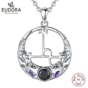 Necklaces Eudora Sterling Sier Lilith Sigil Necklace for Women Man Vintage Demon Lilith Moon Seal Pendant Personality Jewelry Gift