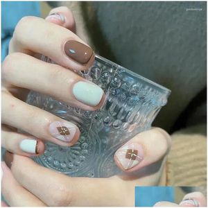 False Nails 24st/Box French Tips Weoreble Art Press On Short Fl er Manicure with Jelly Lim Drop Delivery Health Beauty Nail Salon OT3VZ