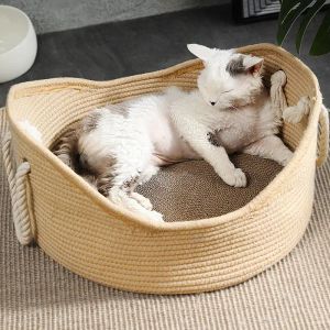 Mats Madden artigianato a mano Rattan Cucciolo di gatto cucciolo intrecciato estate cool nido per gattino graffiare tappetino per sonno