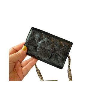 Cross Body Tote Envelope Bag Chain Bags Gym Women Messenger Designer Leather Handbags Double Letter Solid Buckle Caviar Pattern Fashion Mini Card Holder