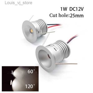 Downlights Mini LED Downlight IP65 Dimble Spotlight 1W 12V Takbelysning Infälld sovrum Spot Light 25mm Cutout Kitchen Cabinet YQ240226