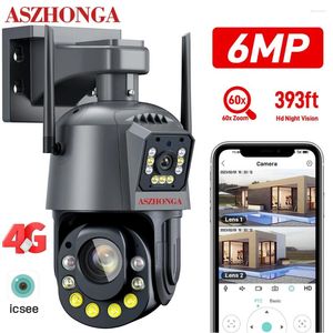 Câmera IP PTZ com cartão Sim, lente dupla, zoom 60X, detecção humana externa, vigilância de segurança CCTV sem fio, áudio bidirecional