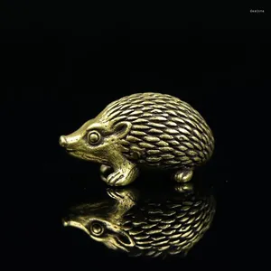 Garden Decorations Copper Hedgehog Small Ornaments Solid Brass Antique Animal Sculpture Crafts Desk Tea Table Decoration Home Decor