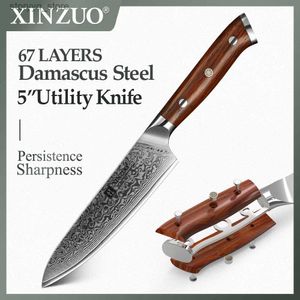 Kitchen Knives XINZUO 5 Inch Utility Knife 67 Layers Japanese Damascus Steel Kitchen Knife Top Sale Paring Knives with Rosewood Handle Q240226