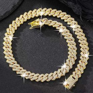 Kubański naszyjnik Diamentowy Test Diamond 18 -krotnie złoty srebrny łańcuch łącza kubańskiego dla mężczyzn Naszyjnik Hip Hop 02efe4
