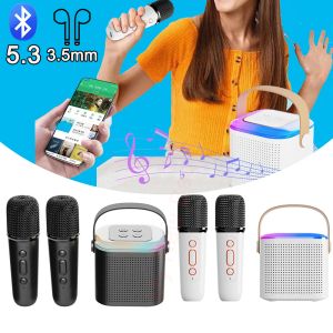 Högtalare Mini Microphone Portable Karaoke Machine BluetoothCompatible 5.3 Stereo Sound Sing Karaoke Högtalare Support 3,5 mm hörlur