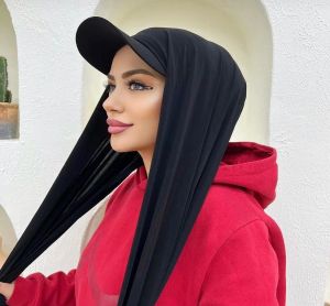 Cloches Ramadan Muçulmano Moda Mulheres Hijab Jersey Cachecol Verão Esportes Bonés de Beisebol Senhoras Headwrap Pronto para Usar Lenço Bonnet