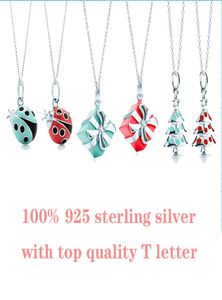 Box Ladybug Christmas Tree Halsband Forlady med logotyp Collar AG925 Silver Collier Chain Designer TF Lady Femme T Letter Love 3963589