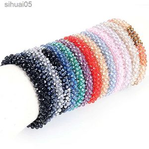 Beaded Miasol Boho Crystal Elastic Bracelets Bangles For Women Kristal Vintage Stretch Bohemian Hair Band Femme Multi-function Jewelry YQ240226