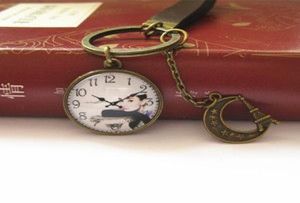 Novel Audrey Hepburn Keychain Cameo Clock Key Chain Vintage Leather Key Chain Handgjorda smycken K0011911048