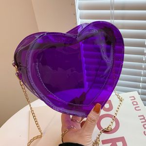 HBP Small Clear Woman Chain Heart Shaped Bag Fashion Wallets Shoulder Purse Personality Bucket Bags228Z