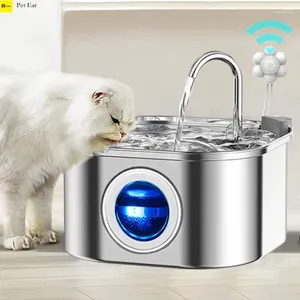 Cat Carriers Dog Water Filter Fountain Transparent Super Quiet Window Dispenser med sensor 3.2L/108oz PETS Auto rostfritt stål Katter